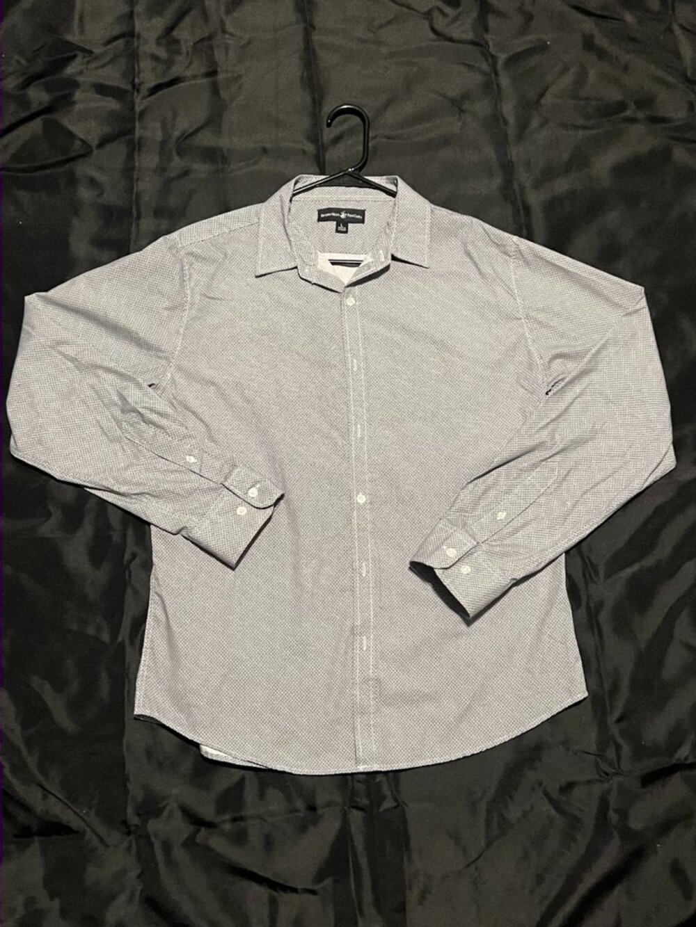 Beverly Hills Polo Club Men’s Large Gray Pattern LS Button Down Classic Fit